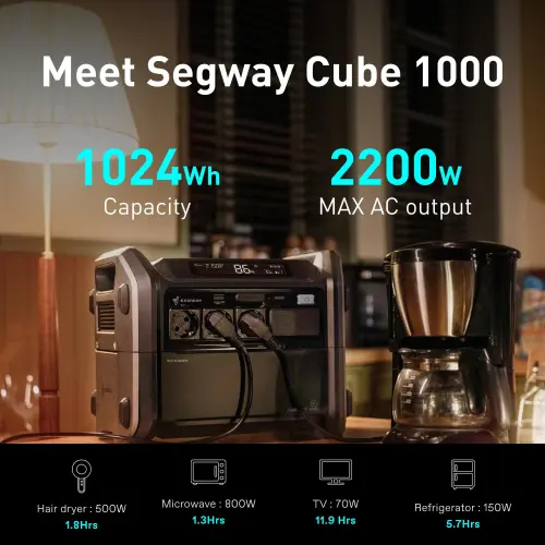 Estación de Energía Portátil Segway Cube 1000 1024Wh 2200W LiFePO₄ con UPS y App — imagen 6